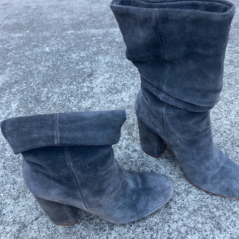 Women’s Suede Fold-Over Ankle Boots - Gray